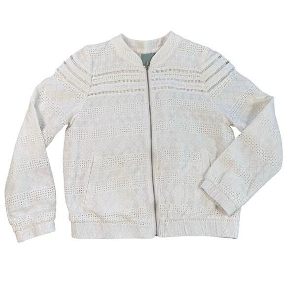 Anthropologie lace zip up jacket size Medium White - Picture 1 of 12